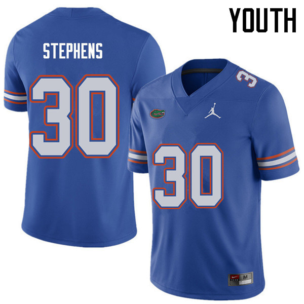 Jordan Brand Youth #30 Garrett Stephens Florida Gators College Football Jerseys Sale-Royal